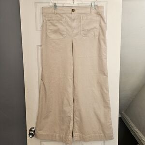 LOFT Cream Curvy Wide-Leg Corduroy Trousers